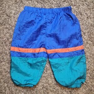 Vintage 80s Parachute Windbreaker Lined Track Pants Jogger 12 Months Blue Orange